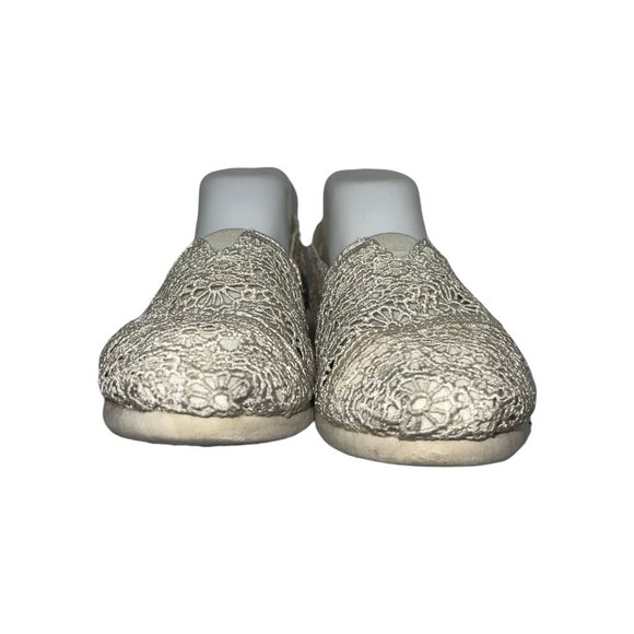 Toms Cream Floral Lace Lightweight Ballet Flats Women's 7.5 - Picture 2 of 10